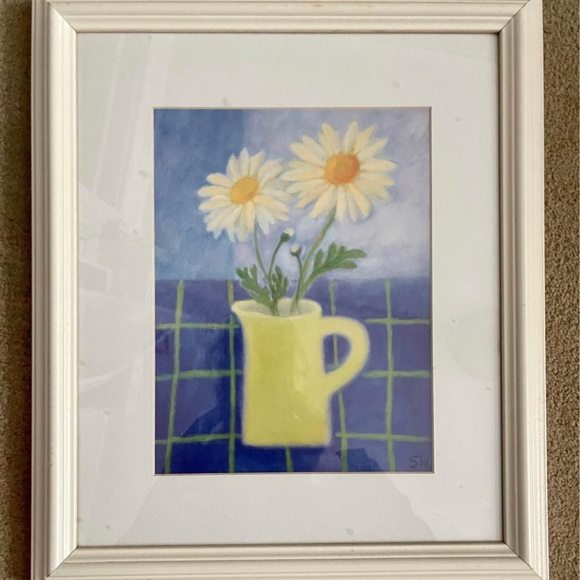 2 Daisy/Floral Prints with White Frames Artist Sue Williams - Picture 3 of 5